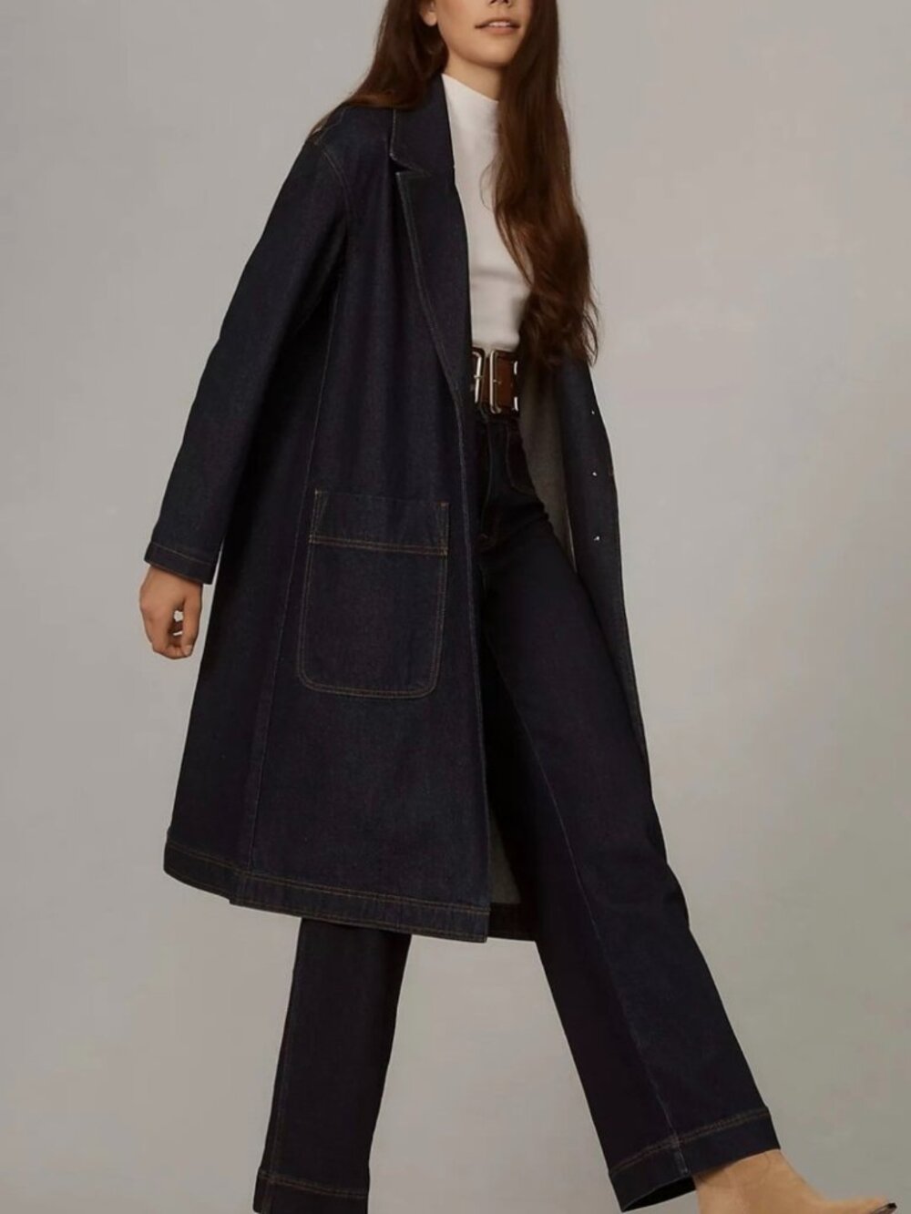 Pilcro Dark Denim Trench Coat Size XL